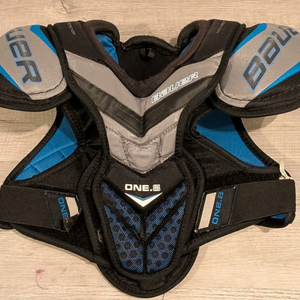 Bauer Youth Medium One.8 Blue Black Hockey Shoulder Pads